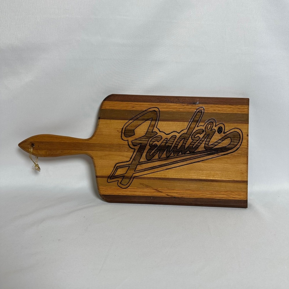 Fender Guitar Logo Wood Cutting Board Kitchen Decor Gift Idea Handmade